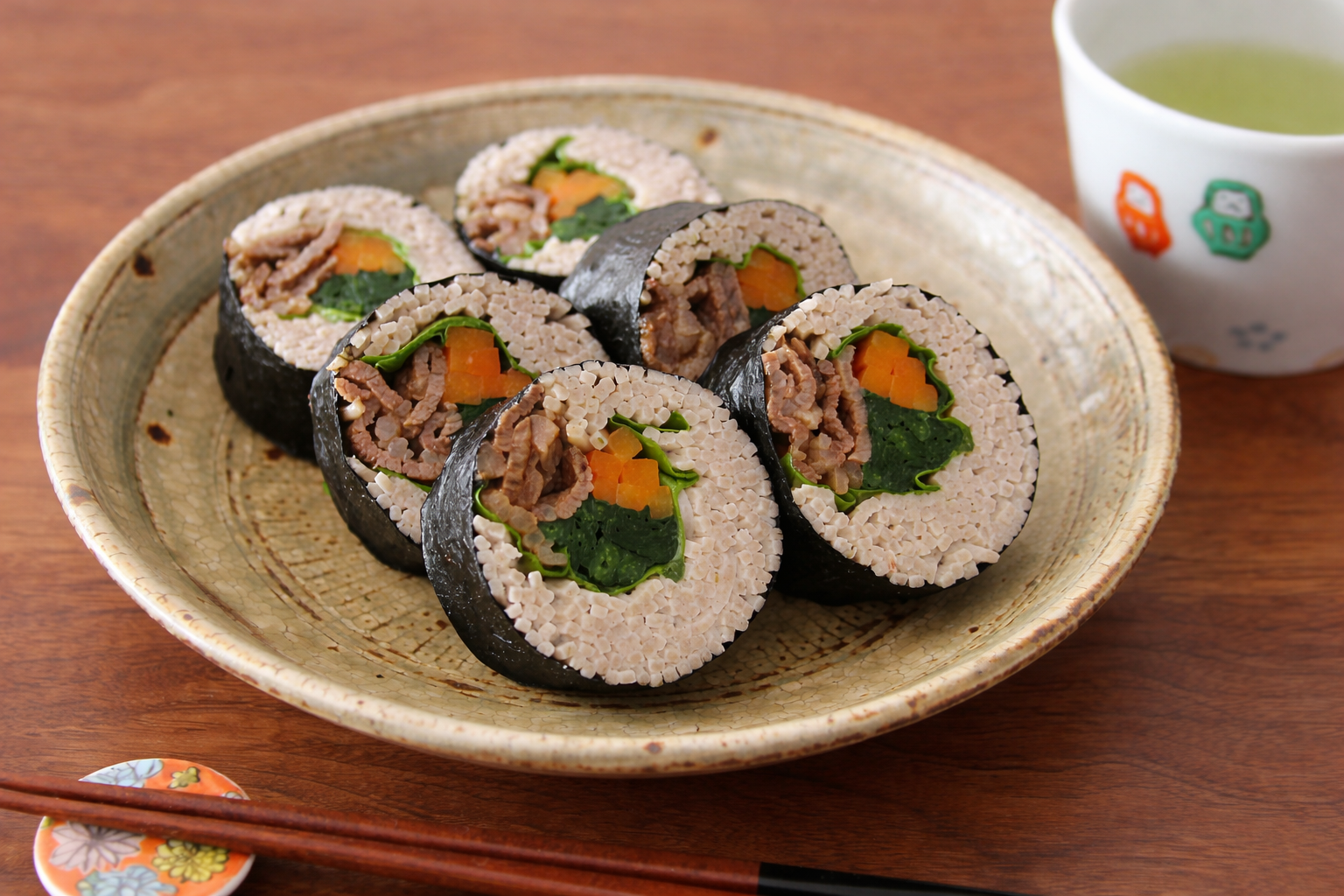 蕎麦の巻き寿司（大西製粉レシピ）