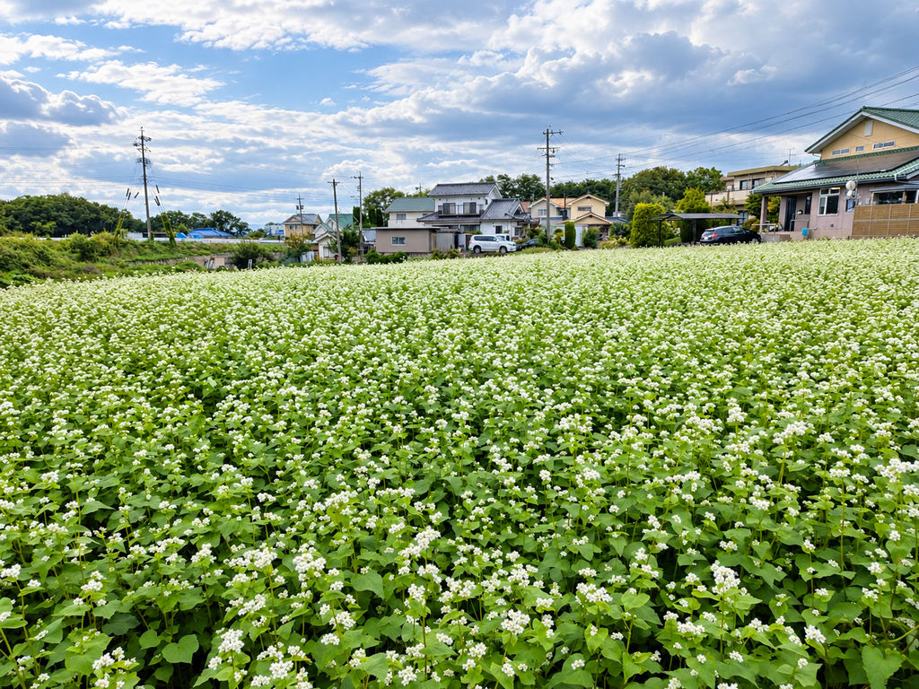 満開を迎えた長野県小諸市のそば畑 2026年新そばと新そば粉